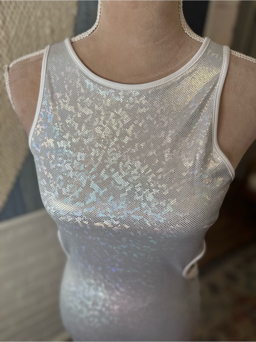 NWT Forever 21 Cut Out White Shimmer Bodycon Dress - Picture 4 of 12
